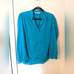 Turquoise vintage tunic (L) 3/4 sleeves